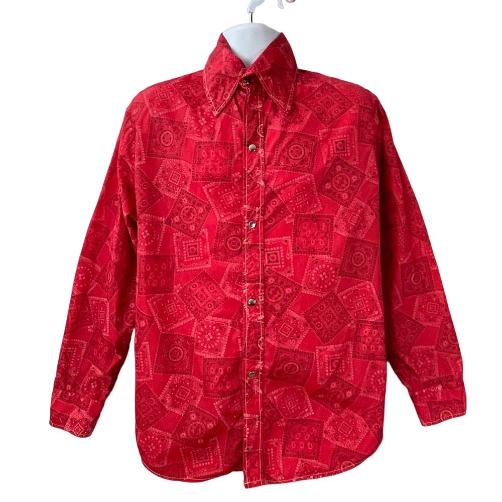 VINTAGE 70s Athalon Products Bandanna Print Over-Shirt WIndbreaker Size Large